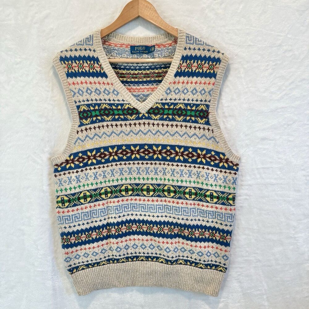 Ralph Lauren Patterned V-Neck Sweater Vest